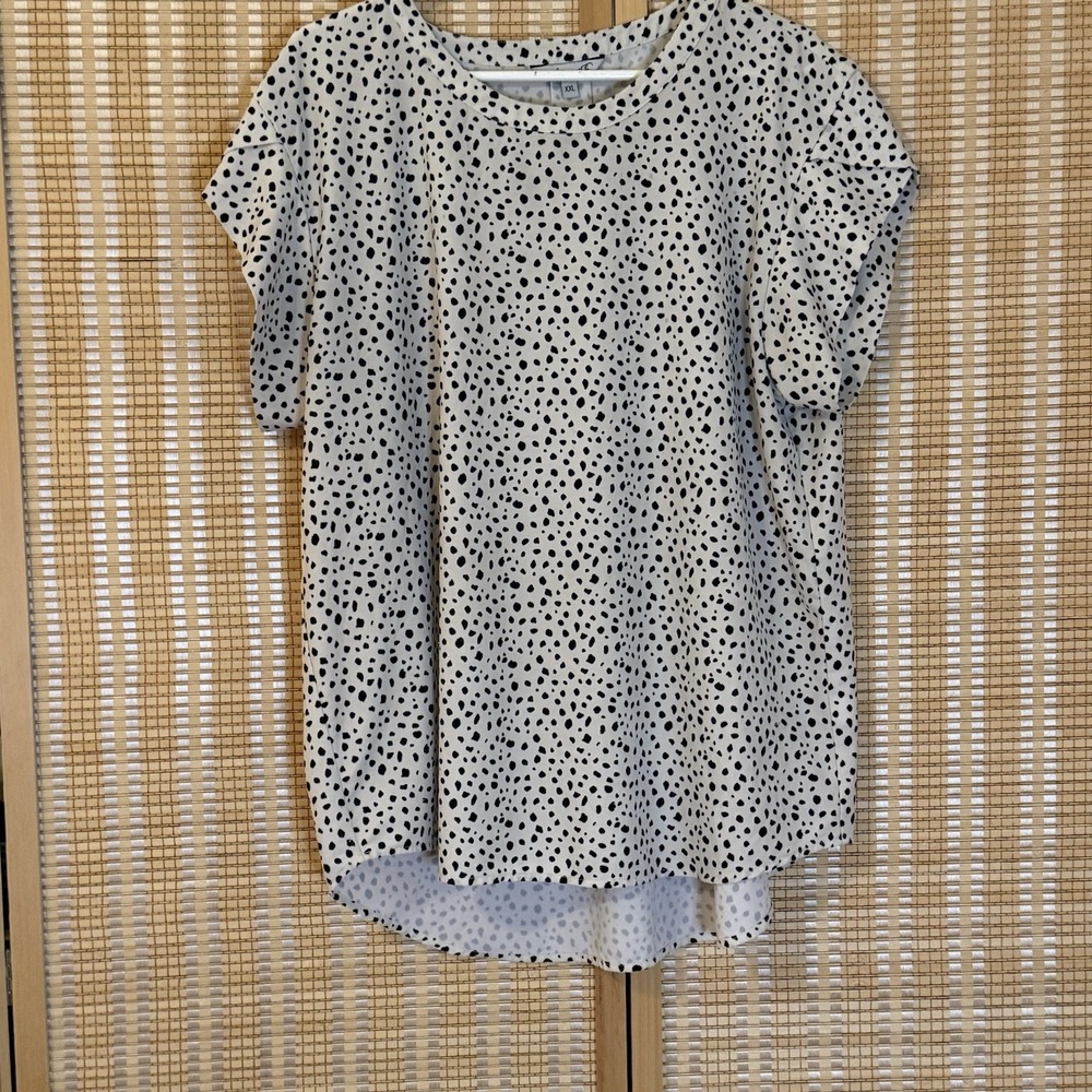 Eden Ruth Womens 2X Top Dalmatian Spots Office Western Cottagecore Bohemian